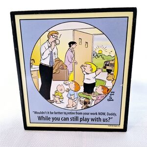 Open Road brand"The Family Circus" Nostalgic funny paper cube wall art.